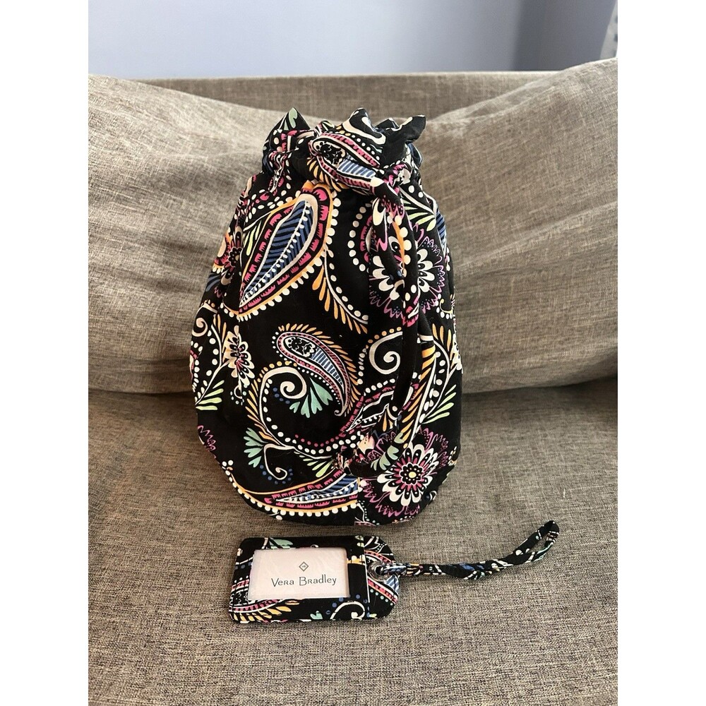 Vera Bradley Lot Plastic Lined Ditty Bag And Luggage Tag In Bandana Swirl